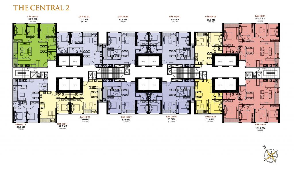 Layout mặt bằng Central 2 Vinhomes Central Park BT