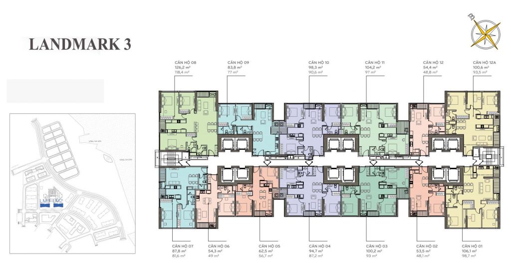 Mặt bằng Landmark 3 Vinhomes Central Park - Layout căn hộ
