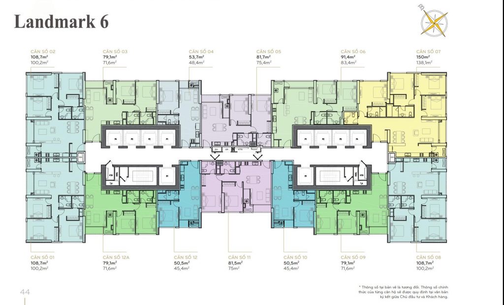 Mặt bằng Landmark 6 Vinhomes Centrap Park - Layout từng căn hộ