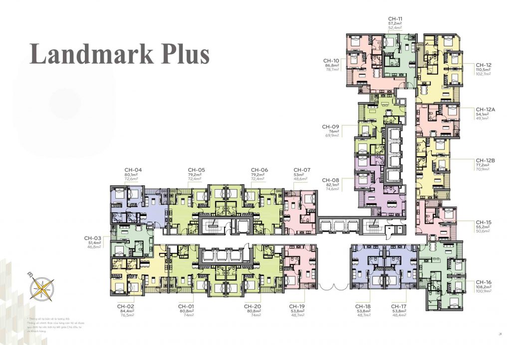 Mặt bằng Landmark Plus Vinhomes Central Park – Layout căn hộ